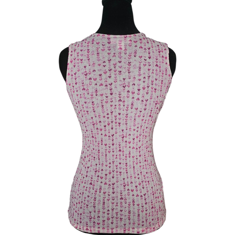 Vintage Y2K New York & Company Pink Heart Mesh Tank Top - Size S - Picture 2 of 5